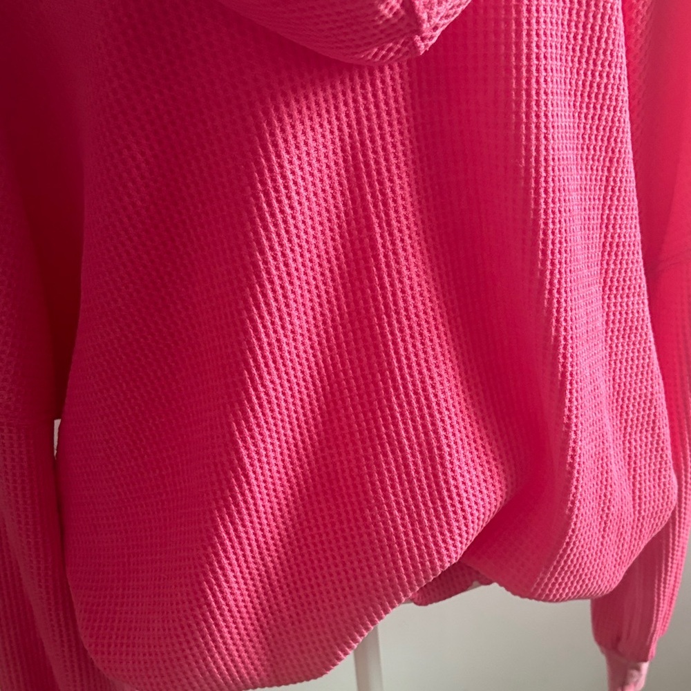 BiBi Hot Pink Acid Wash Waffle Knit Hoodie - Picture 6 of 7